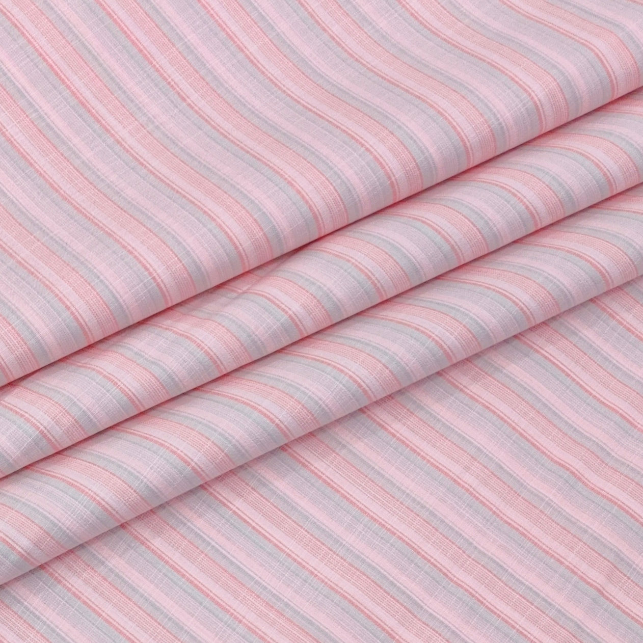 Shirt Fabric Arvind 100% Pure Cotton Bengal Stripes Colour Pastel Pink